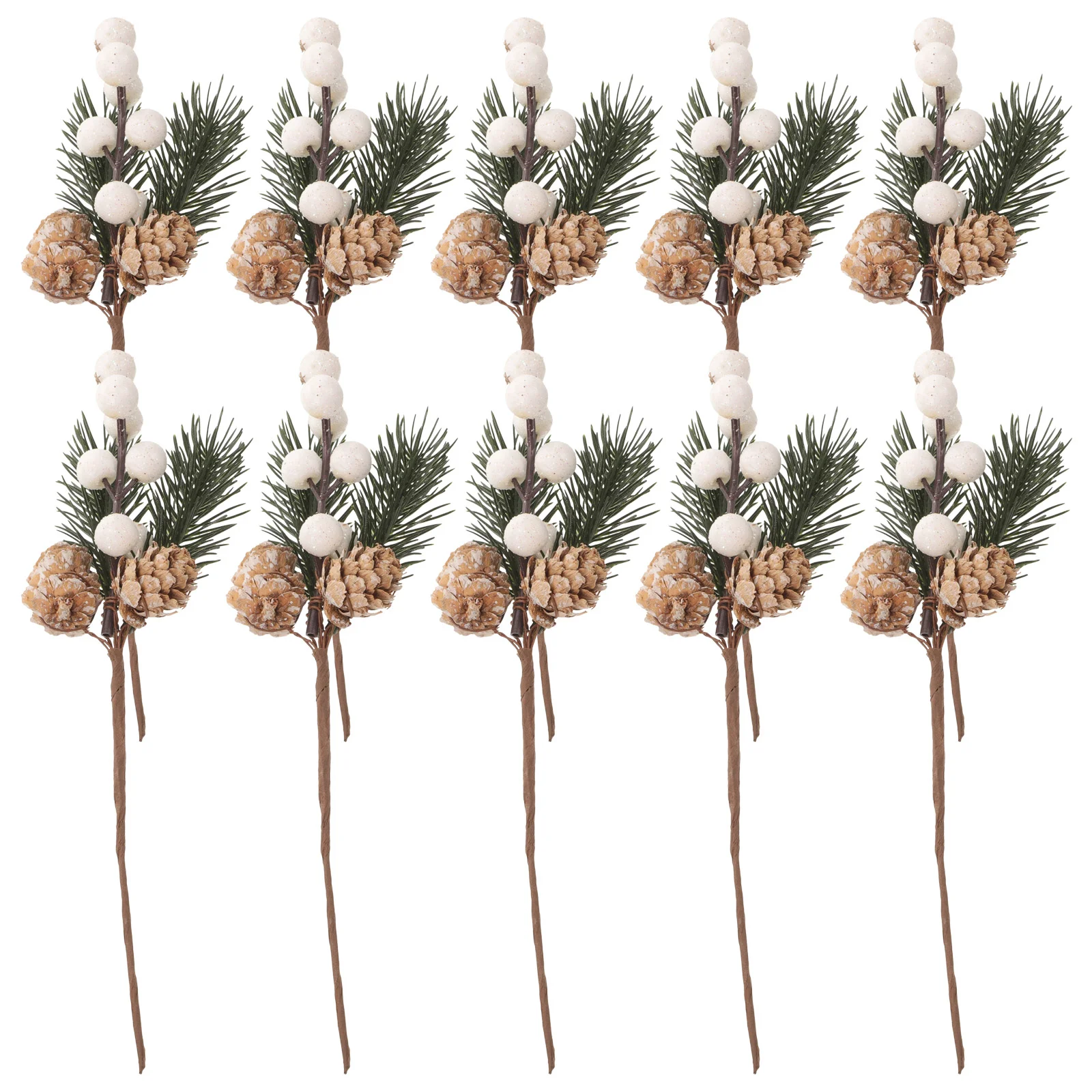 

10 Pcs Christmas Tree Garland Floral Picks Berry Branch Artificial Flower Decor Twig Stem Pvc Fake Pine Stems