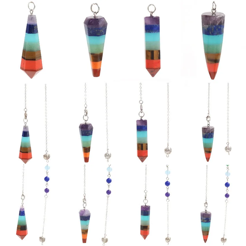

Healing Pendulum for Divination Dowsing Colorful Quartz Pendulums Natural Gem Stone Amulet Reiki Crystals Pendulos Pendant