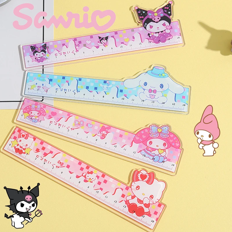 

Kawaii Sanrio Hello Kitty Ruler My Melody Kuromi Cinnamoroll Animation Drawing Tools School Office Supplie for Children's Gifts