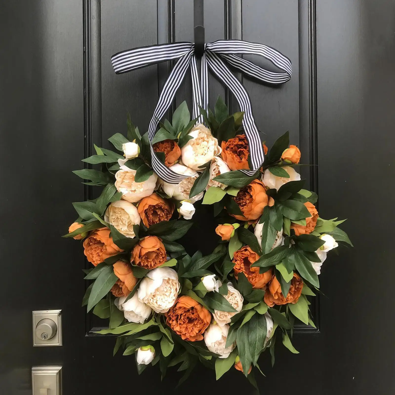 

Artificial Peony Flower Wreath, 15.75 Inch Blooming Silk Peony Flowers, Spring
