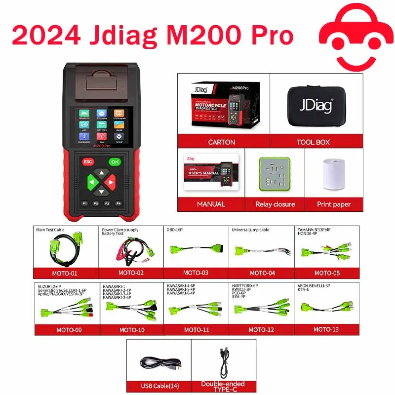Jdiag M200 PRO M200pro Полный набор диагностических инструментов для мотоциклов Поддержка