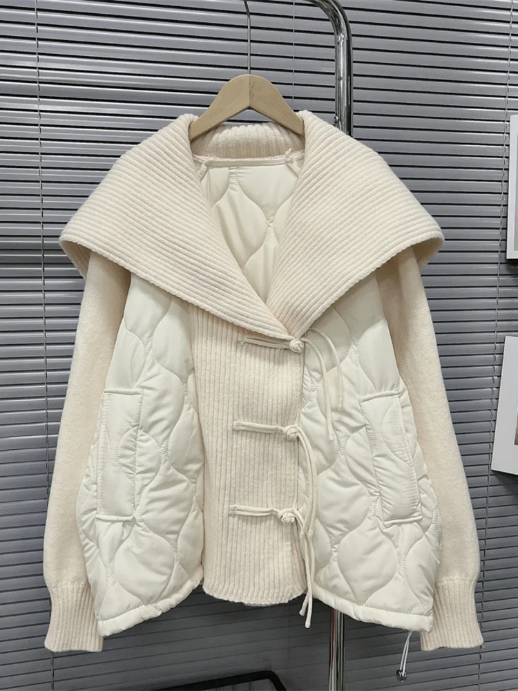 

Свитер с лацканами, кардиган, куртки, корейский женский новый осенне-зимний свободный свитер с длинным рукавом, милая трикотажная одежда, сращивающиеся хлопковые пальто, новинка 2022, H946