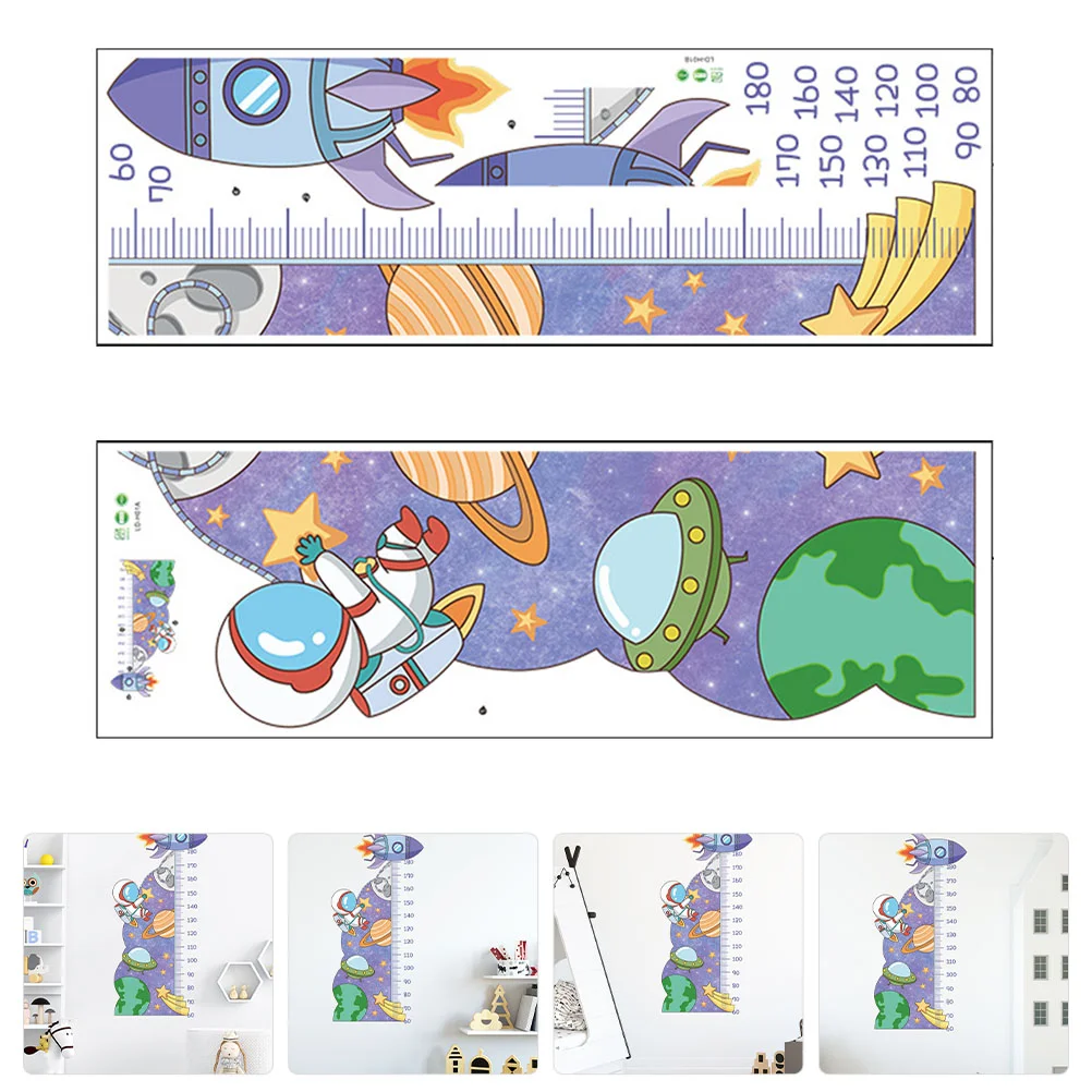 

2 Sheets of Kids' Room Nursery Kindergarten Height Wall Sticker Spaceman Pattern Decal Height Measuring Chart