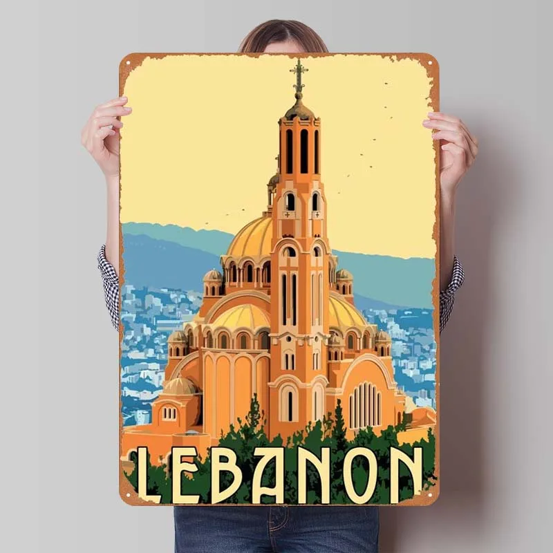 Дорожный в Ливан металлический знак плакат кофе бар винтажный жестяной для стены