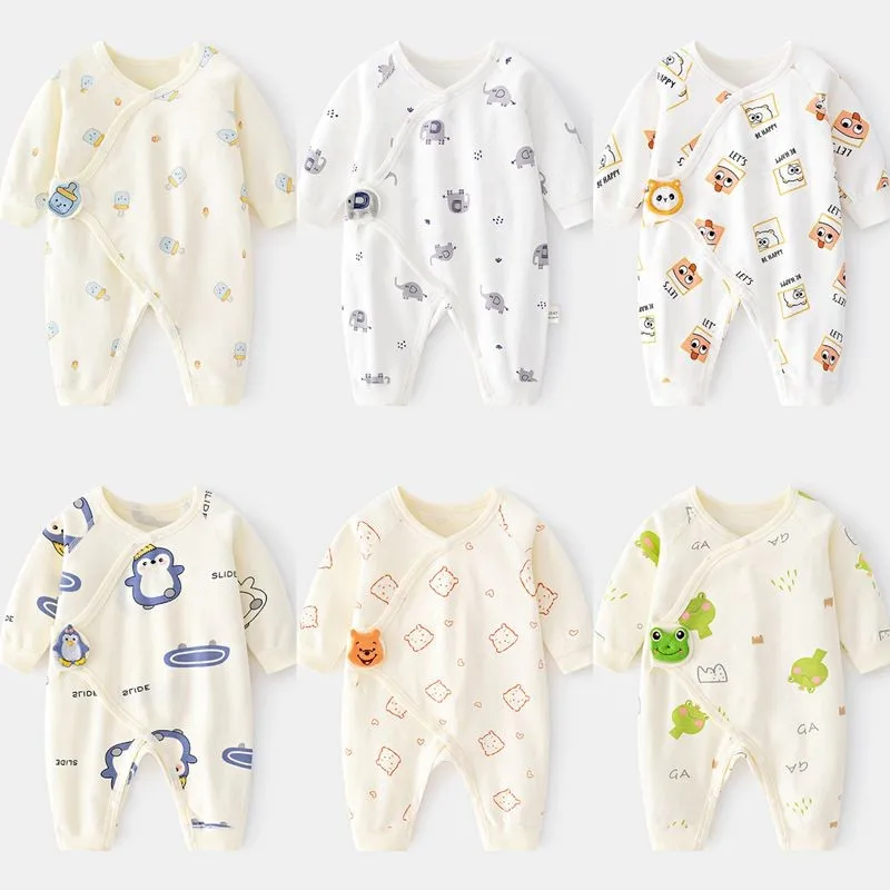 

Spring Autumn Newborn Boys Bodysuits Pure Cotton Cartoon Full Printed Long Sleeve Onesie 0-6Months Baby Clothes Cute Jumpsuit