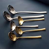 304 stainless steel gold silver soup spoon skimmer skimming spoon strainer porridge oil yogurt drink spoon