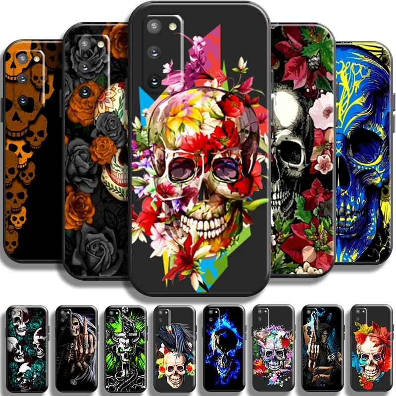 

Death Skull Flower For Samsung Galaxy S22 S21 S20 S10 10E S9 S8 Ultra FE 5G Phone Case TPU Cases Back Shockproof Carcasa Soft