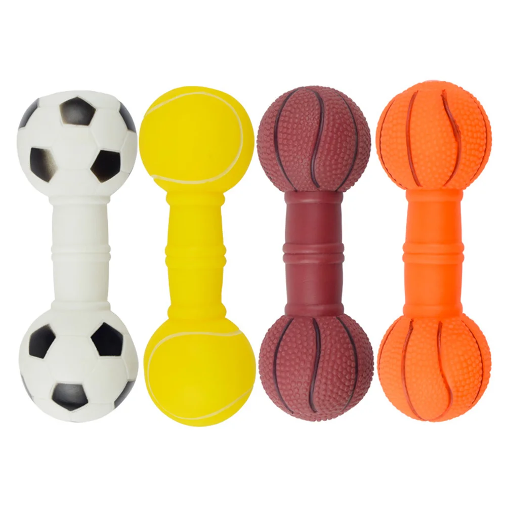 

Dog Toy Molar Sticks Pet Sounding Toys Interactive Playthings Vinyl Barbell Design Accessory