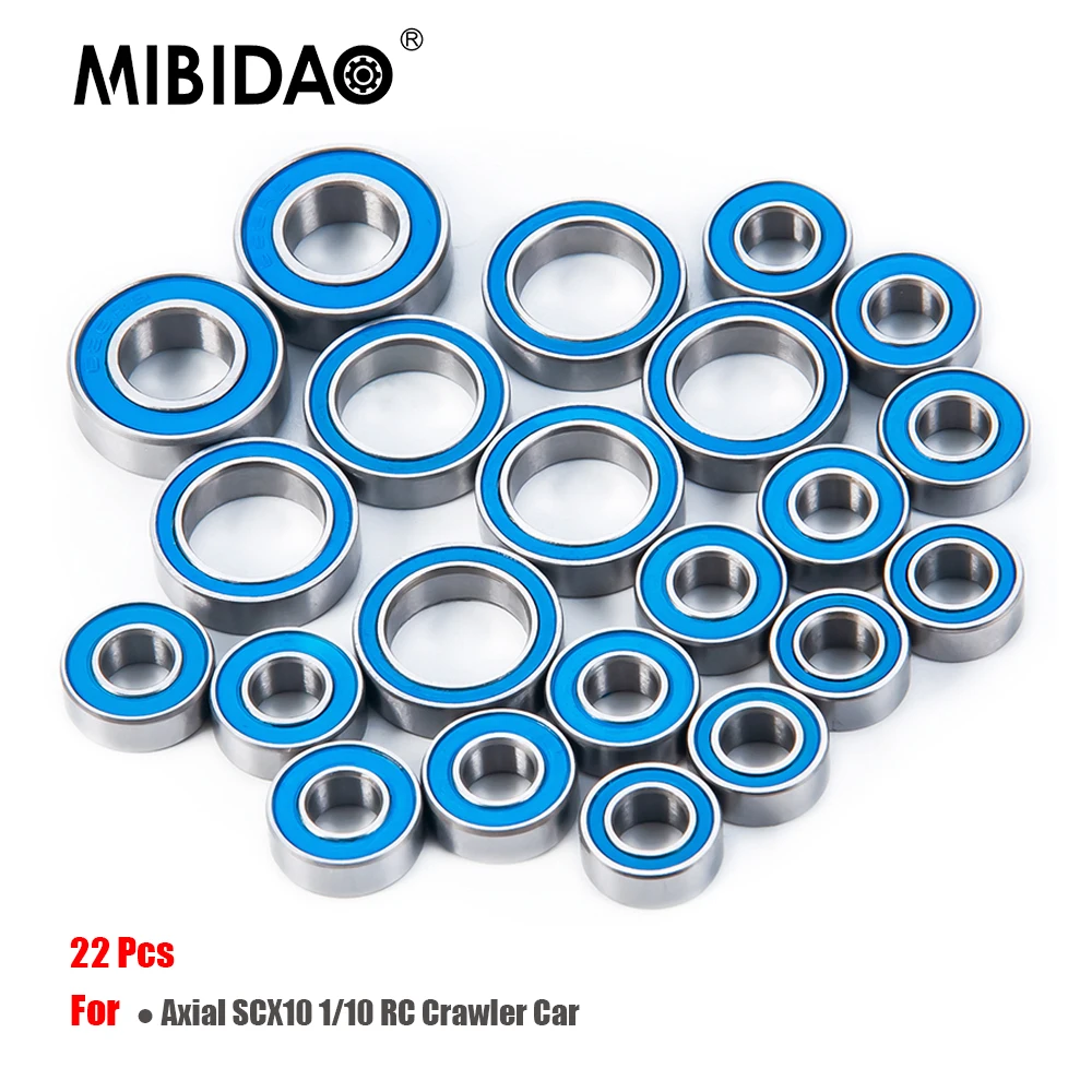 

MIBIDAO 22Pcs Wheel Hub Axle Sealed Bearing Kit for Axial SCX10 90027 1/10 RC Crawler Car Model Black Axles Upgrade Parts