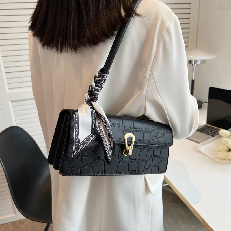 

2022 Summer Luxury Brand Ribbon Design Women Designer Stone Pattern PU Leather Shoulder Bags Fashion Small Handbags and Purses