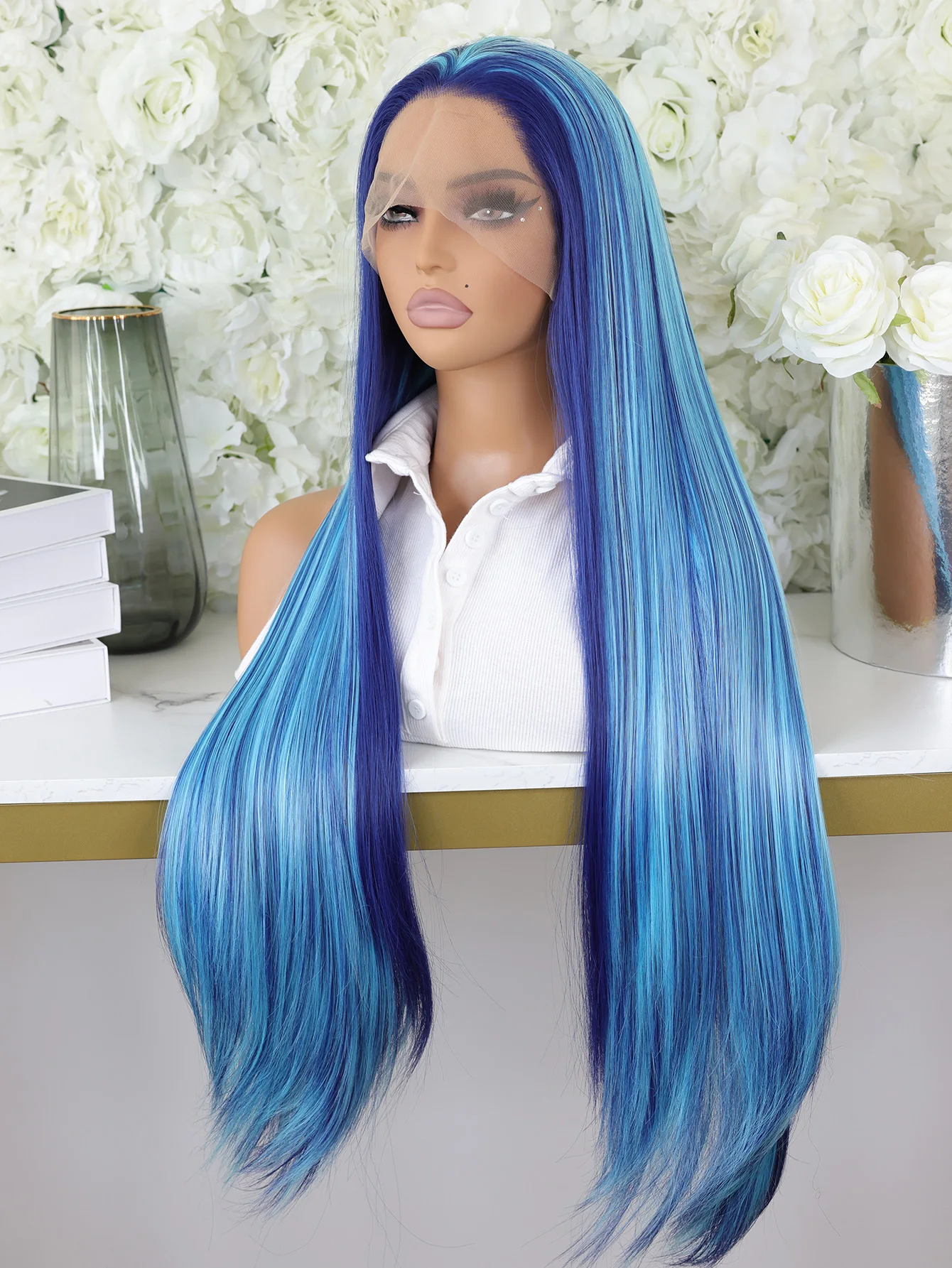 Синтетический парик Vearda 13X4 HDLace Front с эффектом омбре и прямыми палочками для