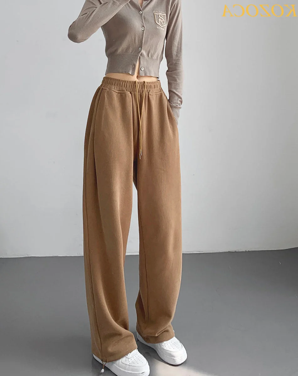 

Модные женские бархатные мешковатые спортивные брюки с широкими штанинами и высокой талией, женские свободные спортивные брюки, плотные те...