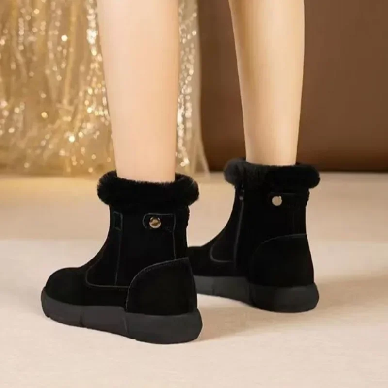 Лидер продаж 2024 зимние ботинки новые теплые женские ботильоны на плоской подошве