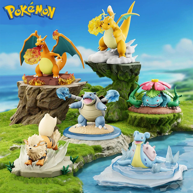 Фото Оригинальная фигурка Pokemon Charizard Bulbasaur Blastoise, игрушки Kawaii, аниме Dragonite Lapras Arcanine, фигурка из ПВХ, модель куклы, подарки №1