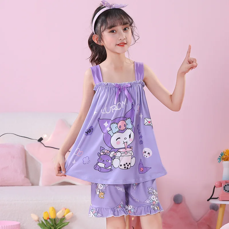 

Kawaii Sanrio My Melody Kuromi милый мультяшный летний детский слинг для детей среднего и старшего возраста тонкий костюм подарок для детей