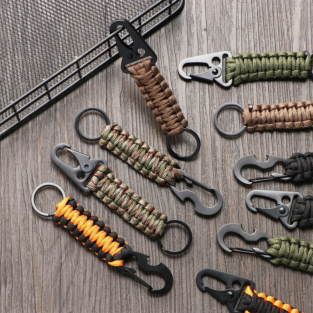 

MKENDN Outdoor Umbrella Rope Corkscrew Car Keychain Climb Keychain Tactical Survival Tool Carabiner Hook Cord Backpack Buckle