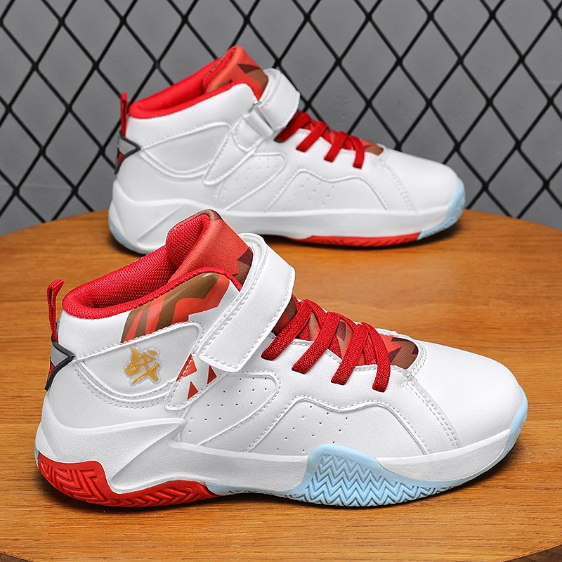 

Super Cool Boy Sport Shoes Wearable Basketball Boots Kids Leather Youth Sneakers Top Quality Big Boy Basketball Shoes