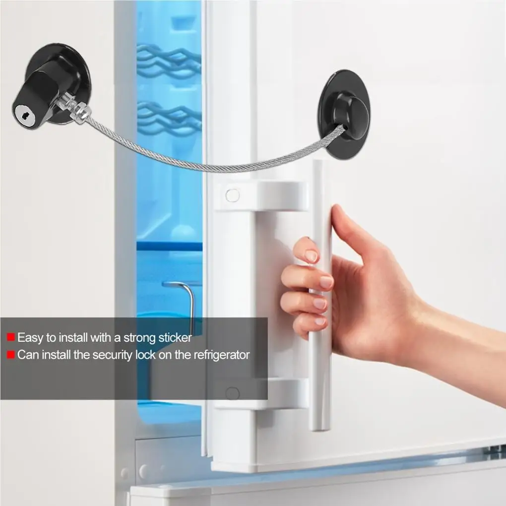 

Детская безопасность, открытие окна холодильника, кабель безопасности, дверной замок (черный)