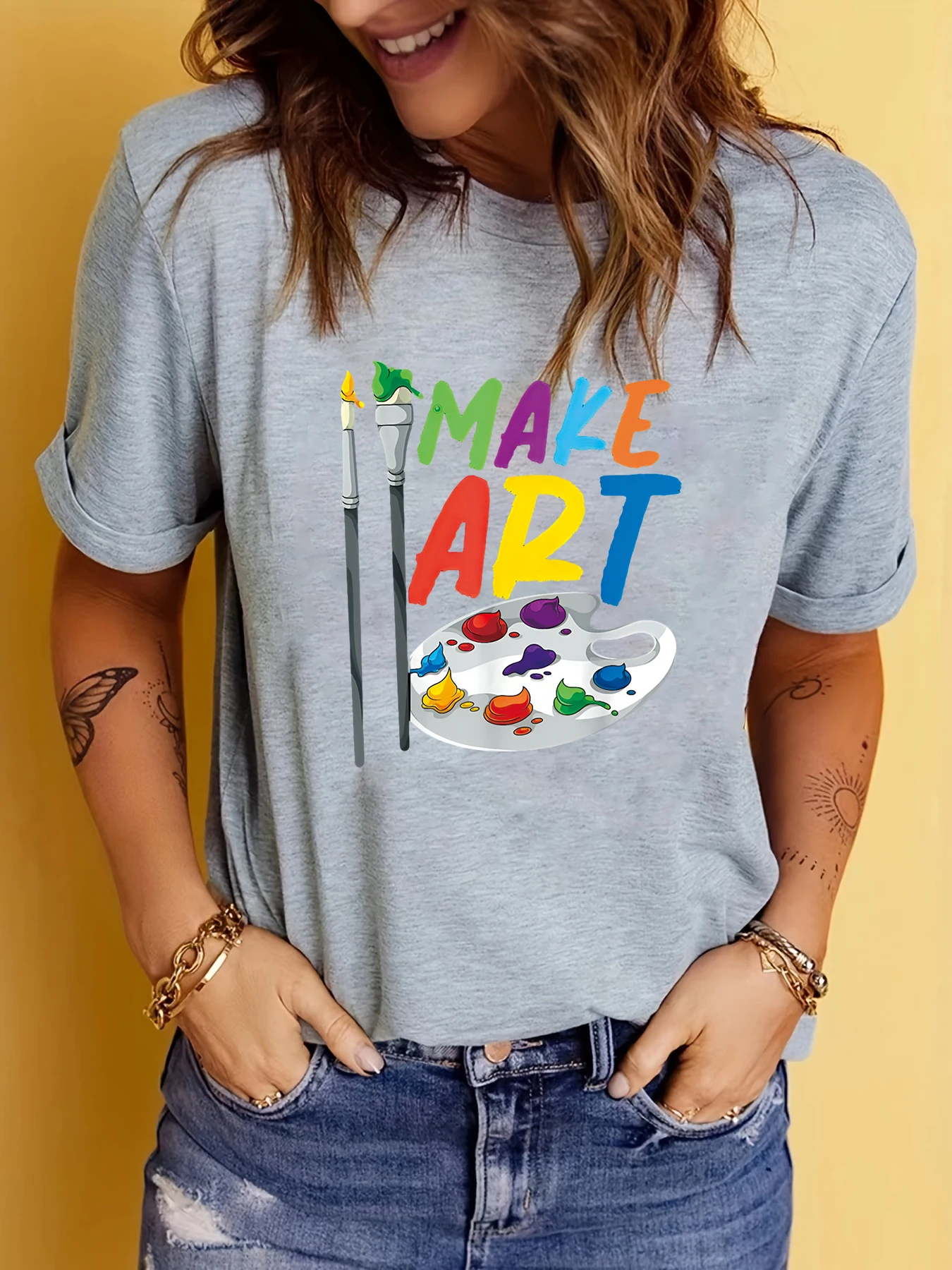 Повседневная Женская Футболка С Коротким Рукавом И Круглым Вырезом