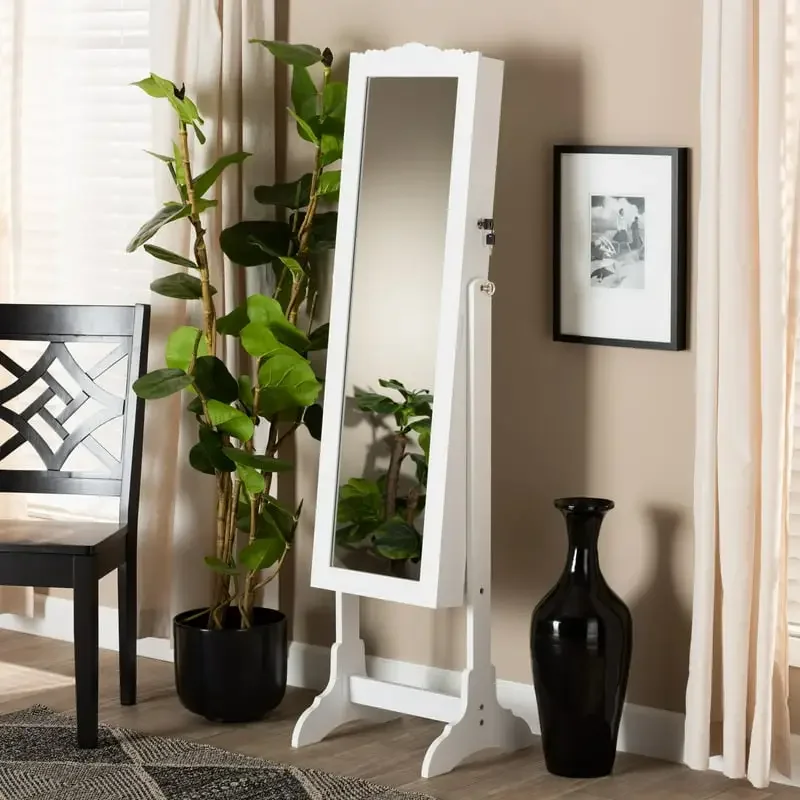 

Madigan Modern and Contemporary White Finished Wood Jewelry Armoire with Mirror