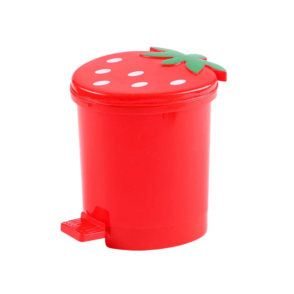 

Can Trash Garbage Mini Bin Desk Desktop Strawberry Cute Lid Waste Wastebasket Tabletop Countertop Tiny Kawaii Container Car