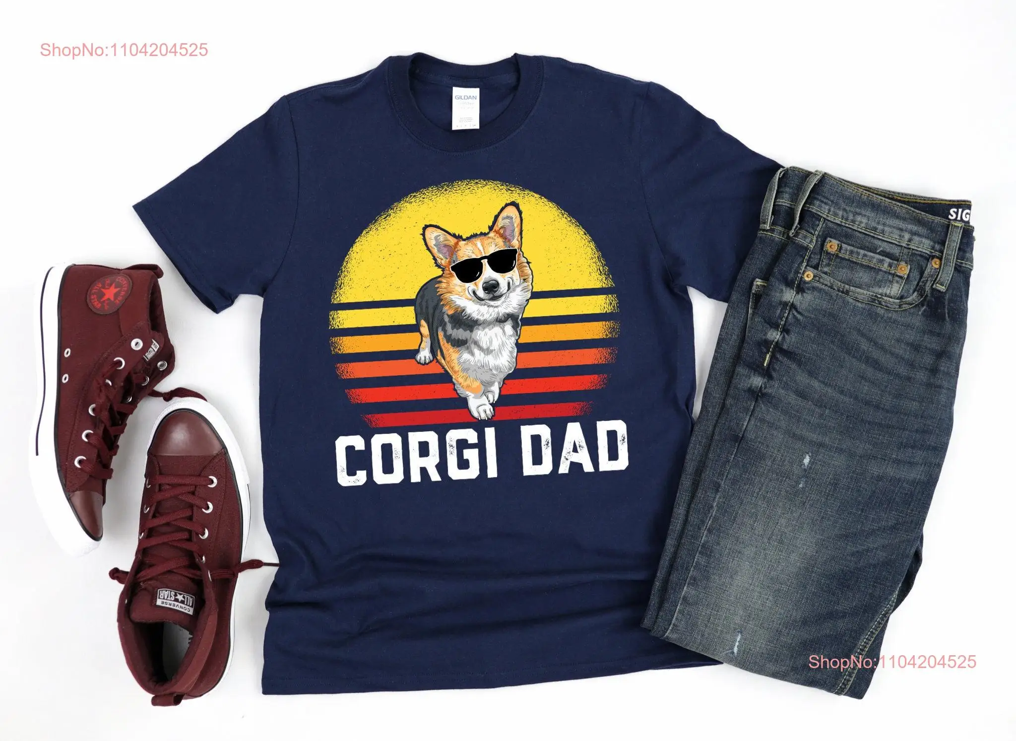 Забавная футболка с собакой корги для папы милыми длинными или короткими