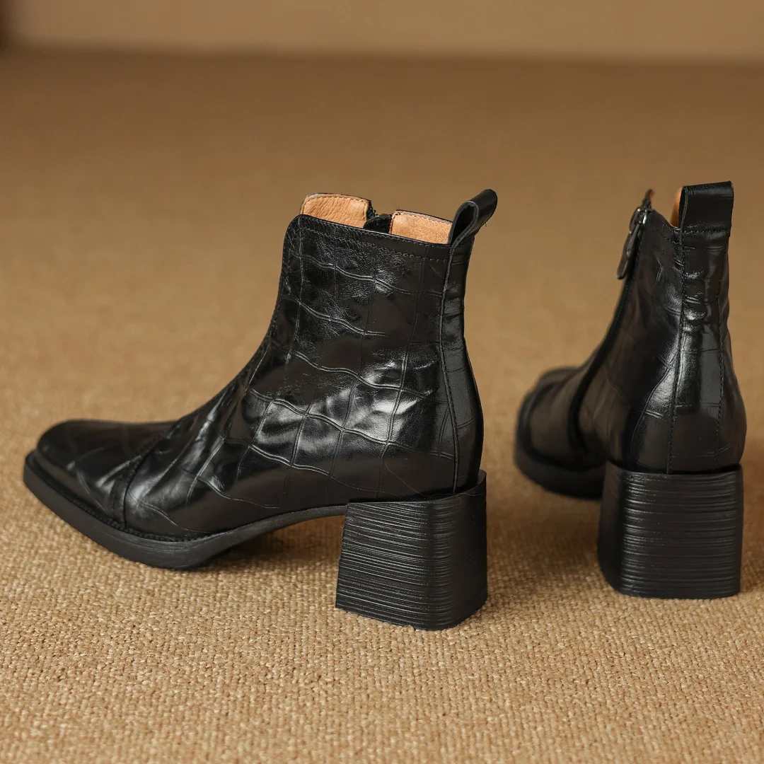 Женские ботильоны из коровьей кожи повседневные Мягкие короткие ботинки на