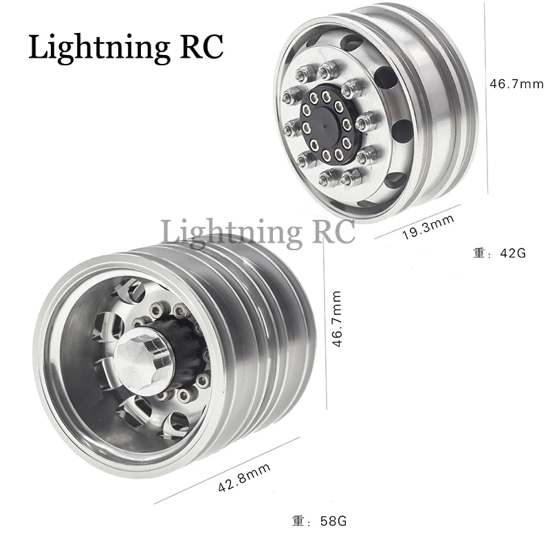 

1 Pair Front Rear Wheels Rim CNC Metal Aluminum Alloy For 1/14 Tamiya RC Truck Tipper car SCANIA R620 VOLVO FH16 ACTROS 3363