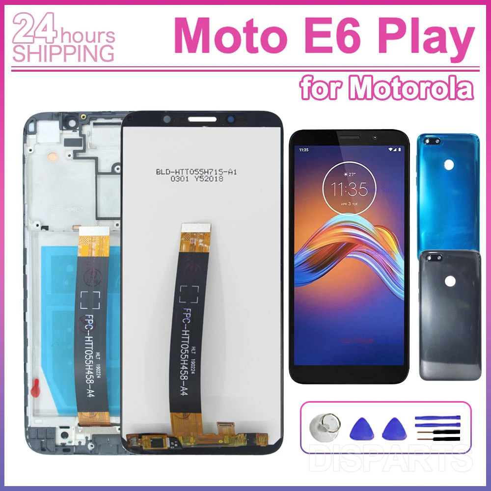 Фото Ремонтный комплект для замены сенсорного экрана и дигитайзера Motorola Moto E6 Play XT2029 с рамкой и задней крышкой №1