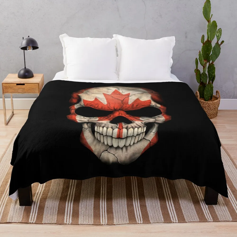 

Canadian Flag Skull Throw Blanket Heavy Blanket