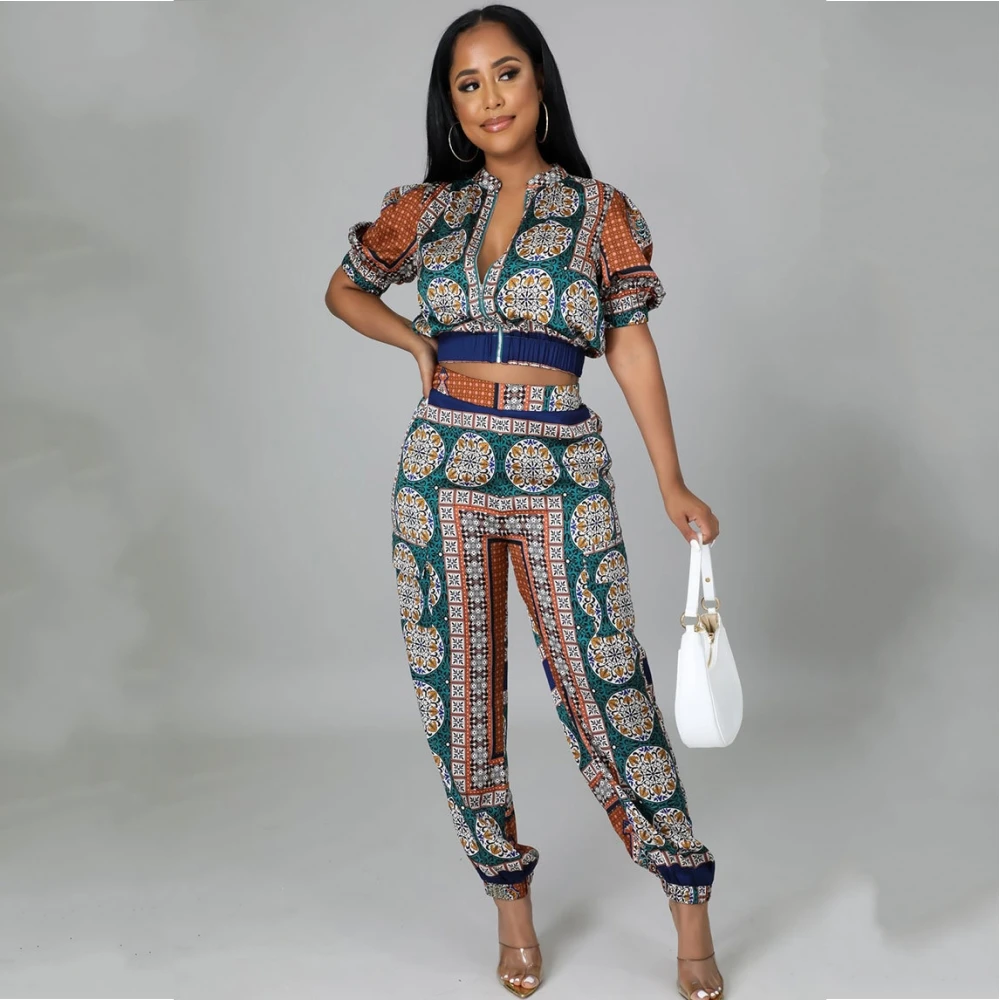 

Африканская одежда, комплект из двух предметов, Африканский Новый Дашики, модный костюм, топ и брюки, супер эластичные Вечерние наряды для ж...