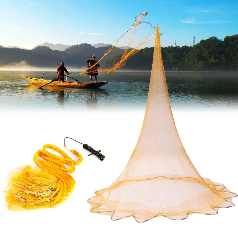 

10.5ft Nylon Fishing Cast Net with Sinkers for Fishermen