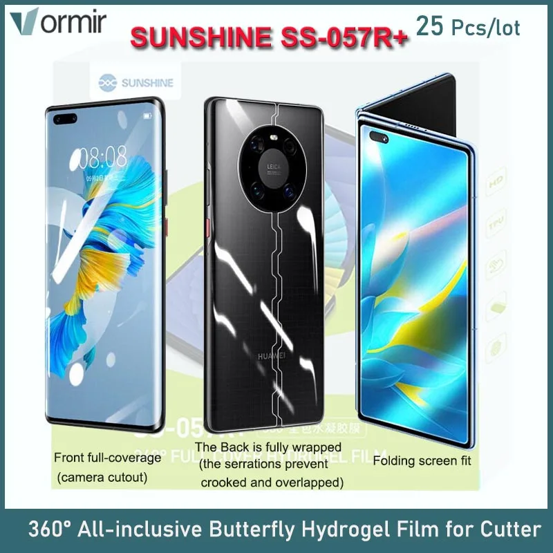 25 Pcs Sunshine All-inclusive Butterfly Hydrogel Film Full Wrapped Mobile Phone Protectors Front Back Film for Cutting Machine