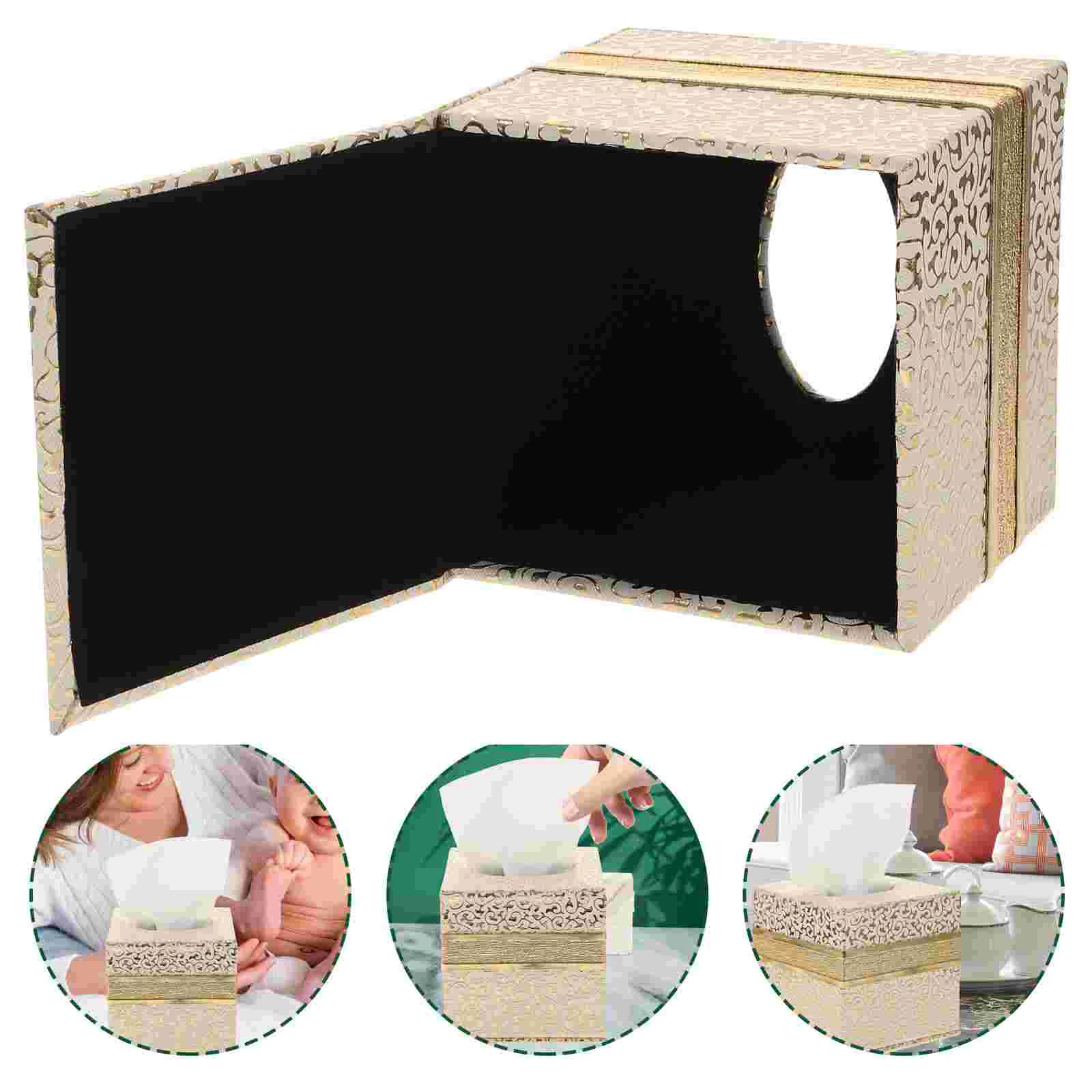 

Tissue Box Dispenser Holder Case Paper Desk Decorative Cover Vintage Napkin Facial Automotive Living Room Organizer Storage