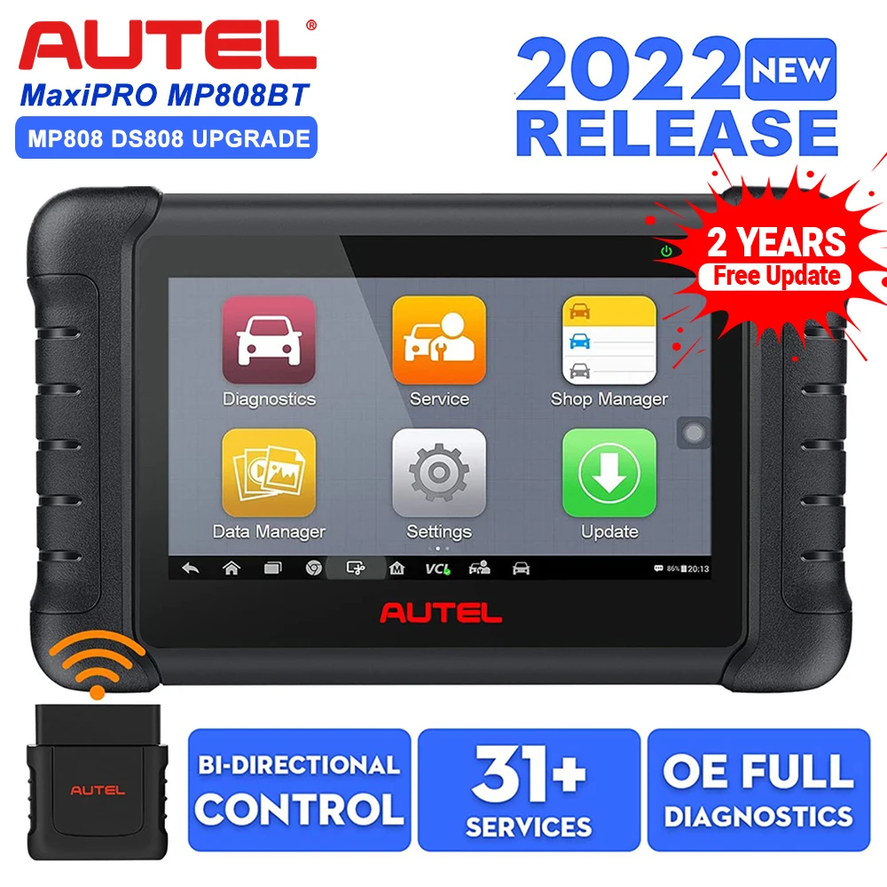 2022 Autel MP80BT беспроводной сканер OBD2 с 31 + услугами активным тестированием MP808 BT