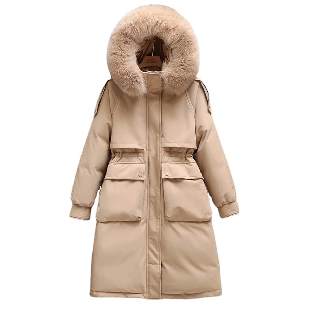 Winter Women's Long Jacket New New Natural Fur Collar Hooded Parkas 90% White Duck Down Coat Thickness Snow Warm Coat Women