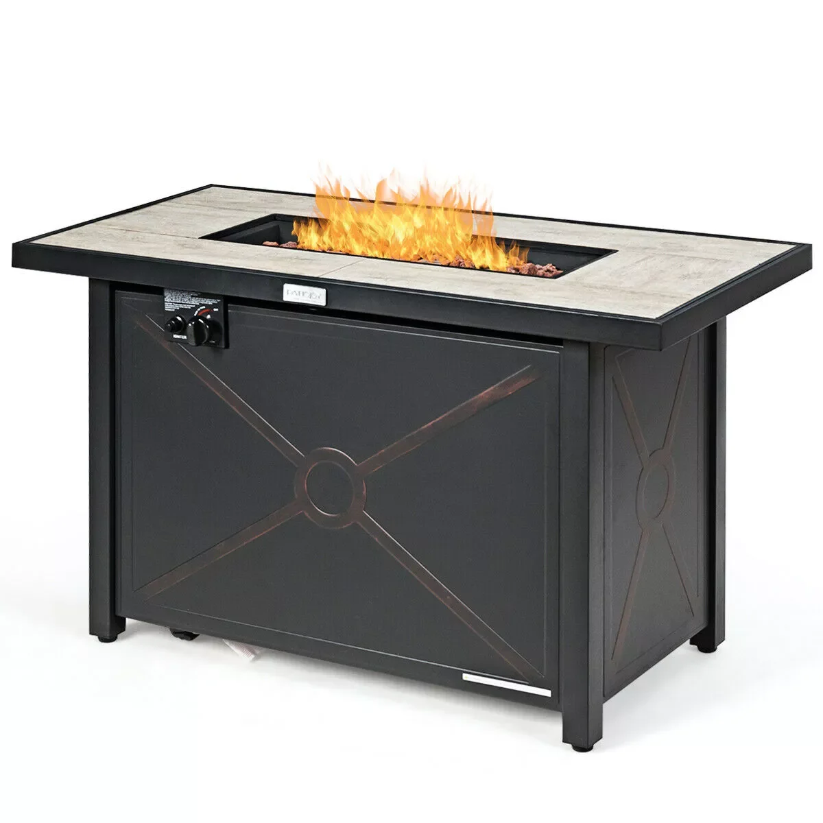 

42" Rectangular Propane Gas Fire Pit 60,000 Btu Heater Outdoor Table W/ Cover