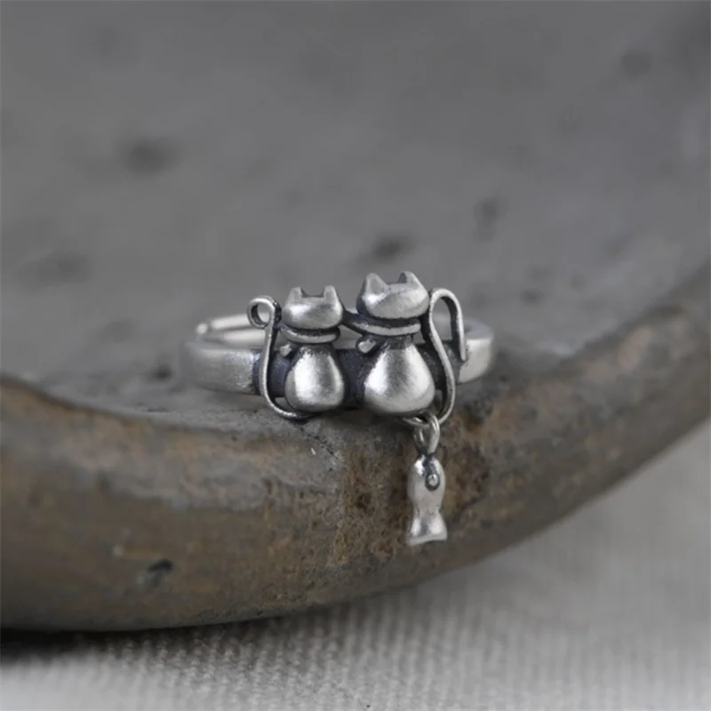 Романтическое кольцо в виде пары котов для женщин ювелирные изделия винтажная
