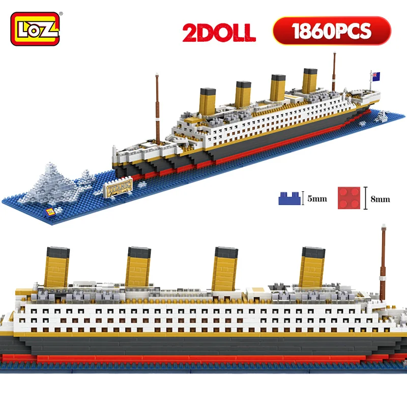 

Мини RMS титановый корабль 3D Модель Строительный блок микро лодка DIY Сборные кирпичи обучающие игрушки для детей Подарки