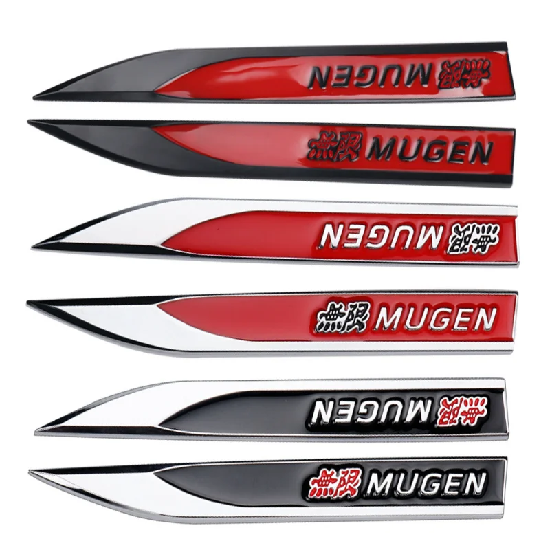 

Металлический логотип Mugen, 2 шт., боковое крыло, эмблема кузова автомобиля, значок, наклейка для Honda Civic City Jazz Accord Crv Fit простота