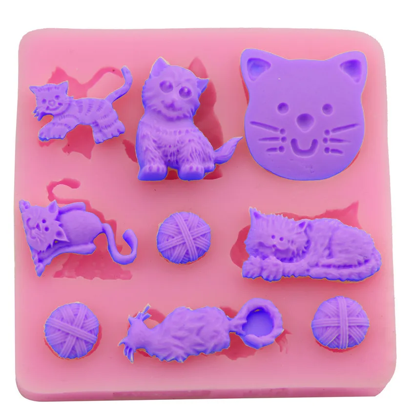 

Kitten Play Ball Cake Mold Cat DIY Silicone Font Baking Tool
