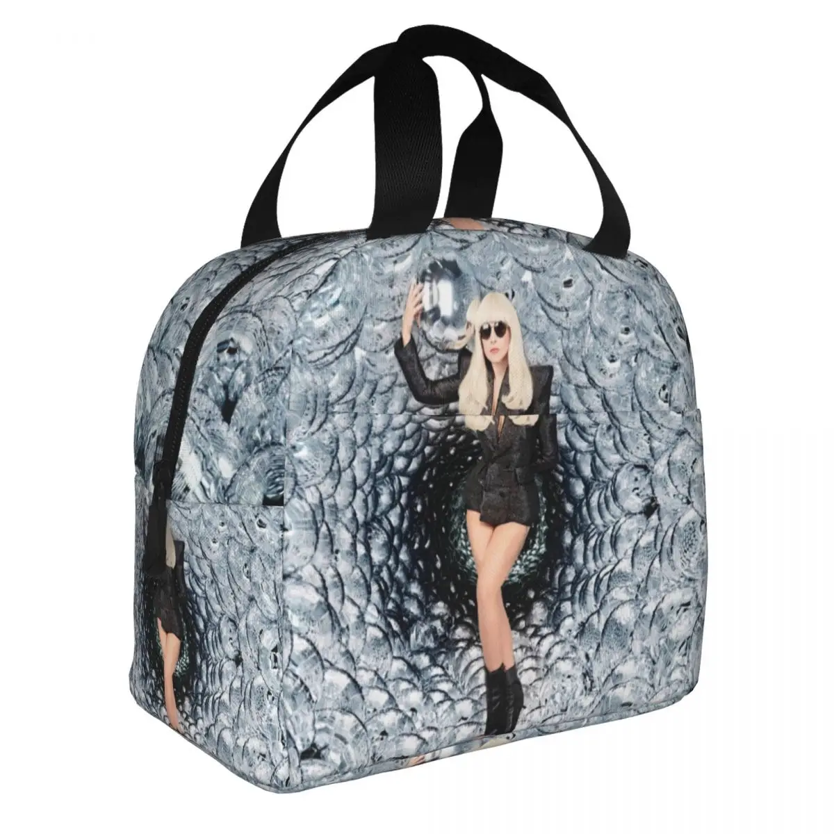 Lady Gaga Lunch Bento Bags Portable Aluminum Foil thickened Thermal Cloth Lunch Bag for Women Men Boy