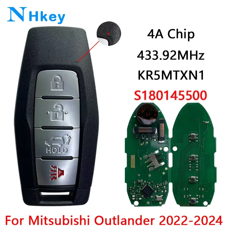

NHkey KR5MTXN1 S 180145500 Для Mitsubishi Outlander 2022 2023 2024 433 МГц 4A чип умный дистанционный автомобильный брелок 4 кнопки 8637C254