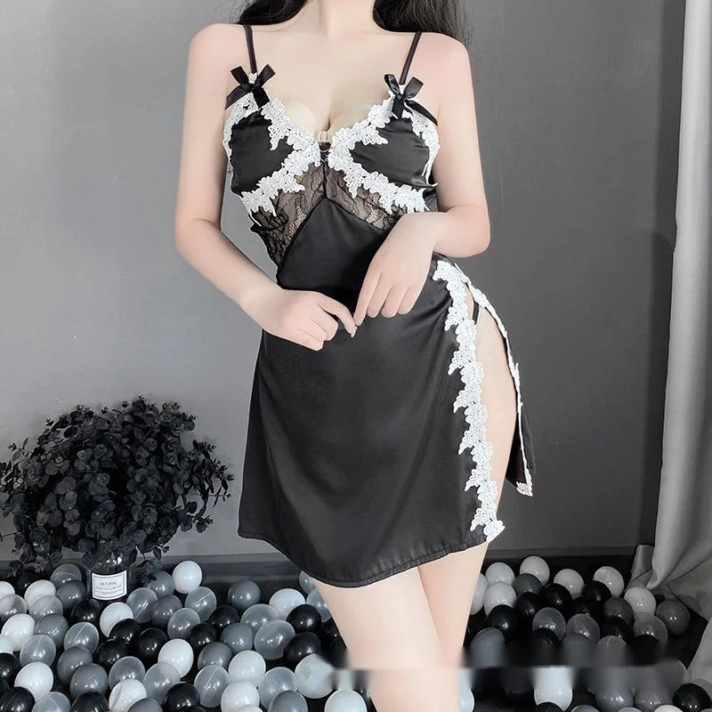 

Сексуальное тонкое женское эротическое нижнее белье с глубоким V-образным вырезом и Боковым Разрезом, с вышивкой, на бретельках, с открытой ...