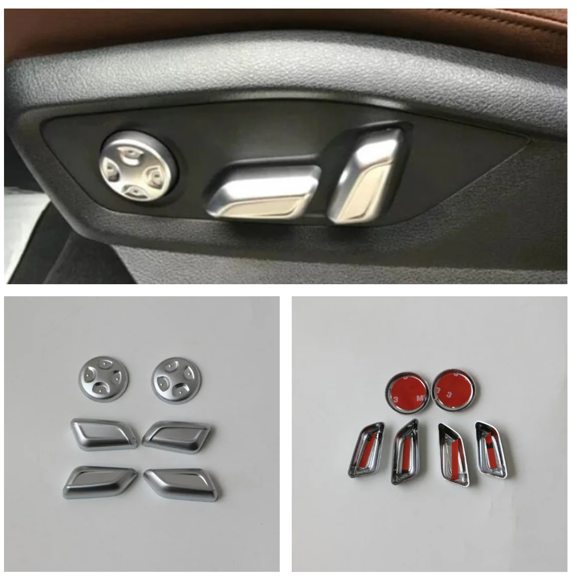 

For Audi Q7 2016 2017 2018 2019 Accessories Seat Adjustment Adjust Memory Button Switch Frame Molding Cover Kit Trim