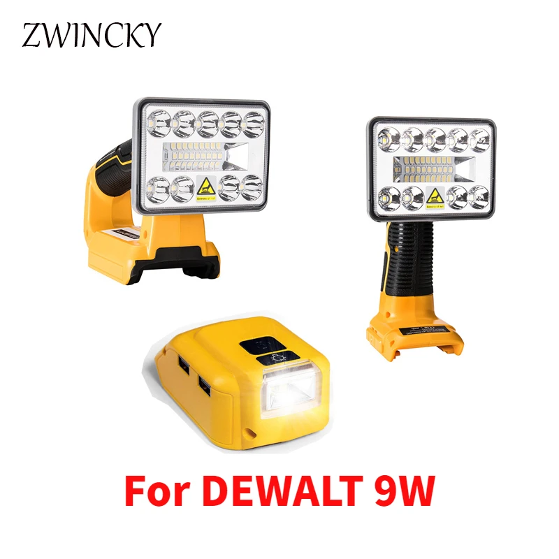 

1000 люмен Светодиодная лампа светильник для DEWALT 18 В литиевая батарея DCB201 DCB200 с USB внутренсветильник уличный прожектор инструменты освещение