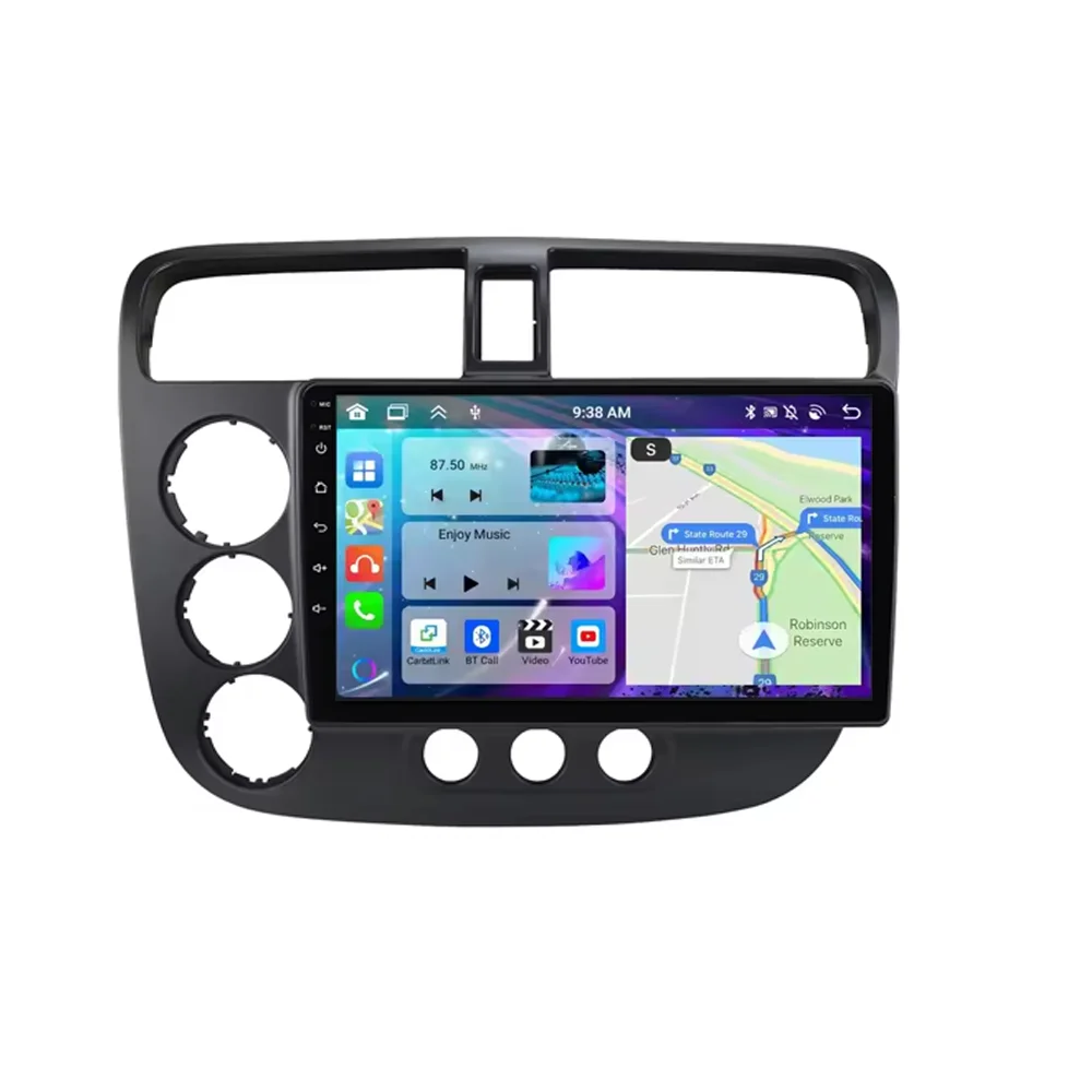 Фото Автомагнитола Carplay Auto Android 16 для Honda CIVIC 2000-2006 с GPS-навигацией, мультимедиа и видеоплеером (без 2DIN) №2