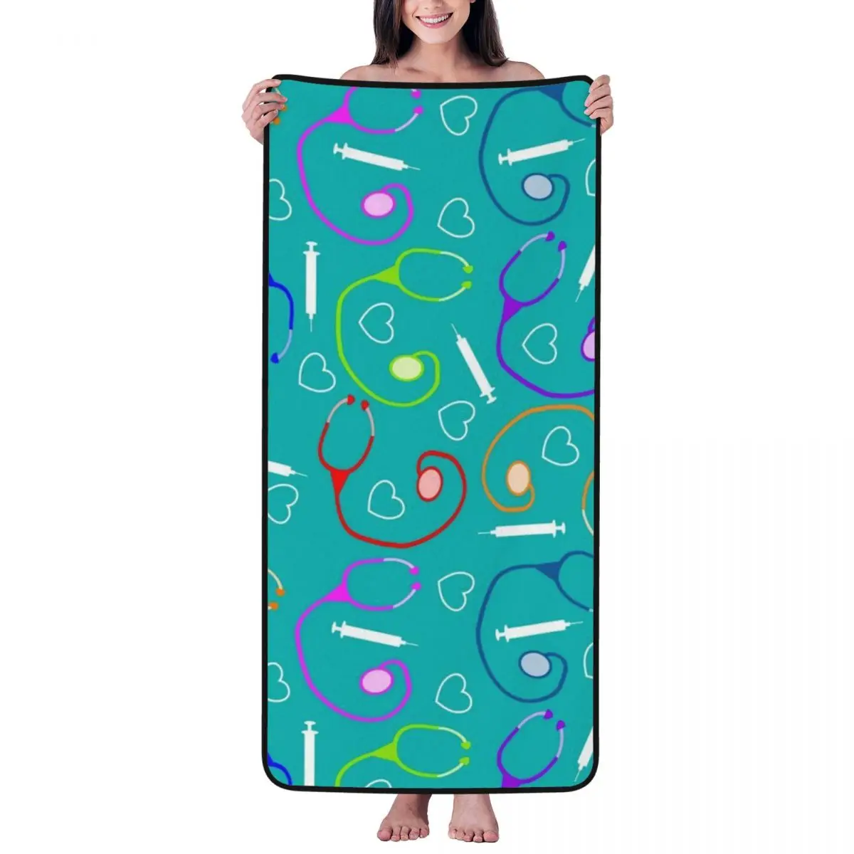 

Nurse Medical Beach Towel for Adult Kids Microfiber Bath Towel Blanket for Camping Swim Pool Travel Beach Gym