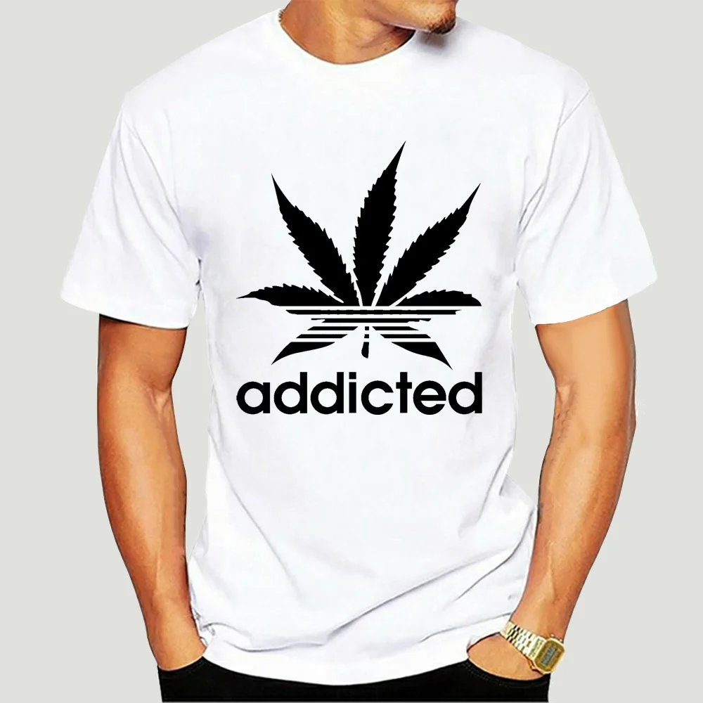 

ADDICTED Weed Cotton T SHIRT men tee shirt COLLECTION SMOKE WEED EVERYDAY 420 Top 5879X