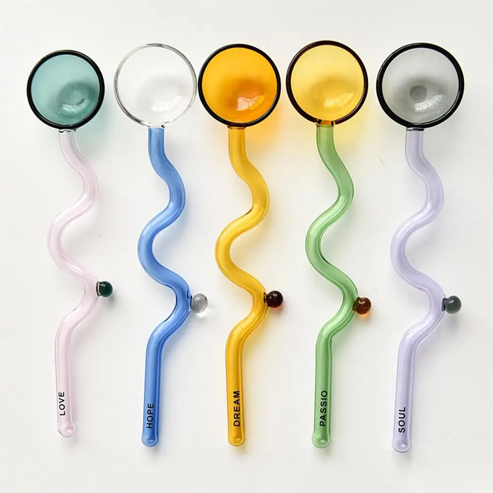 

Прозрачная стеклянная ложка, красочные термостойкие кухонные аксессуары для десертов, кофе